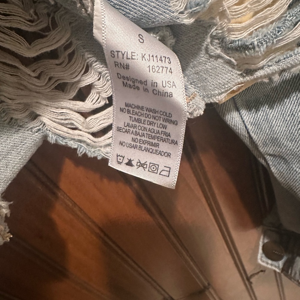 Mono B Distressed Denim Jacket in Light Blue - Picture 3 of 3